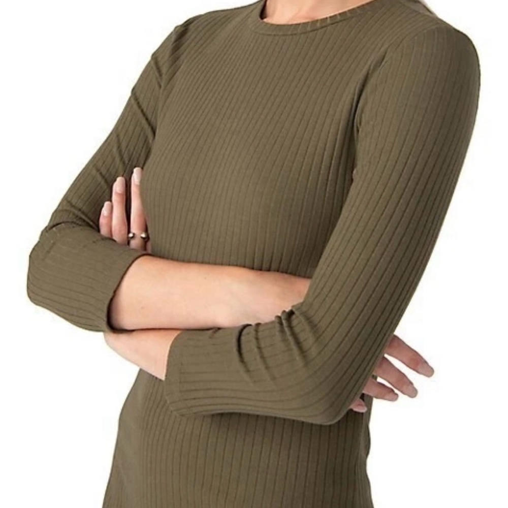 Sanctuary Olive Green Rider Ribbed Mini Dress Size M - Picture 2 of 11